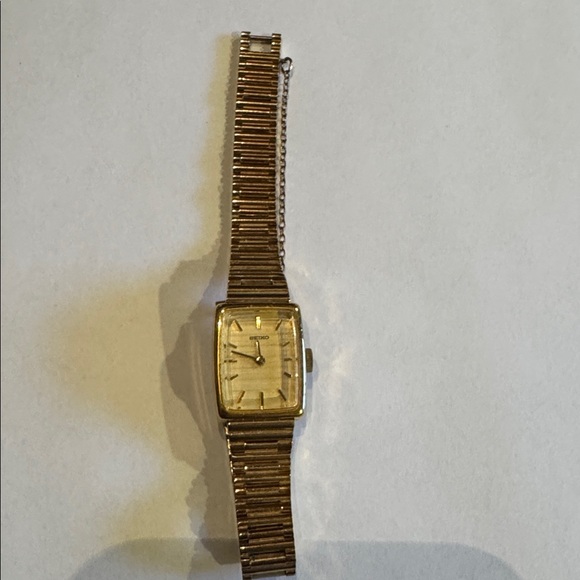 Vintage Seiko gold rectangle dial watch women’s 80s * - Picture 3 of 6